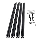CNCMANS 600mm 2020 Aluminiumprofil Extrusions 4 Stück T-Typ Schwarz Europäischer Standard Eloxierte Linearschiene Aluminium Profil mit T-Mutter und L-Winkelsteckverbinder für CNC-M