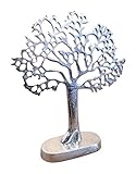 Schmuckbaum Schmuckständer Schmuckhalter Lebensbaum Dekobaum Aluminium (Metall) Silber - Baum für Ringe, Ketten und Armbänder - 36 cm