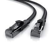 CSL - 3m CAT.8 Netzwerkkabel Flach 40 Gbits - Baumwollmantel - LAN Kabel Patchkabel - CAT 8 Gigabit RJ45 Ethernet Cable - 40000 Mbits Geschwindigkeit - Flachbandkabel - Verlegekabel - Cat 6 Cat 7