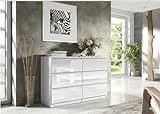 'Elegante und geräumige Kommode mit 6 Schubladen, 120 cm, Weiß glänzend, perfekt für Wohnzimmer, Büro, Schlafzimmer