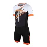 ZAOSU Racing Herren Aerosuit - Trisuit Einteiler | Triathlonanzug mit Arm, Farbe:orange, Größe:XL
