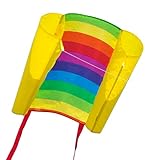 CIM Einleiner-Drachen - Beach Kite Rainbow - Einleiner Flugdrachen für Kinder ab 6 Jahren - Abmessung: 74x47cm - inkl. 40m Drachenschnur und Streifenschwänze