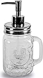 Circleware Hahn-Einmachglas-Spender, Pumpe, Glasflasche mit Deckel, Heimdekoration und Badezimmer-Zubehör für ätherische Öle, Lotionen, Flüssigseifen, 500 ml, transparent