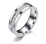 Stfery Damenring Edelstahl Glatte Oberfläche Ehering Herren Silberner Diamant Couple Ringe zum Valentinstag, 65 (20.7)