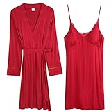 GYZCZX Frühling Herbst Roben Frauen Pyjama Sets Camisole Hosen Weibliche Anzüge Nachtwäsche Robe Nachthemd Pijama (Color : Red, Size : XL code)