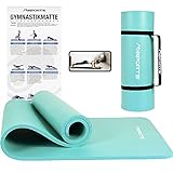 Gymnastikmatte Premium inkl. Tragegurt + Übungsposter + Workout App I Hautfreundliche Fitnessmatte 190 x 100 x 1,5 cm - Aquamarin - Phthalatfreie Yogamatte