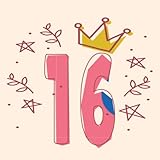 16. Geburtstag: Cooles Geschenk zum 16. Geburtstag Geburtstagsparty Gästebuch Eintragen von Wünschen und Sprüchen lustig 2007 geboren | Krone Blätter Prinzessin