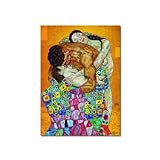 Gusta Klimt Kiss Leinwand-Poster und Druck, moderne Wandkunst, Gusta Klimt Bilder für Wohnzimmer, Heimdekoration, Wandbild, 30 x 42 cm, ohne Rahmen