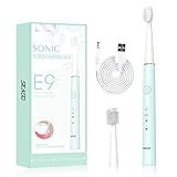 Seago E9 Elektrische Zahnbürste für Erwachsene Teenager, Schallzahnbürste mit 5 Reinigungsmodi, USB Wiederaufladbare Zahnbürste Elektrisch mit 2 Ersatzbürsten, Tragbare Zahnbürste (Grün)