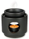 rooted.® | Duftlampe Ambiente Teelicht | Design Aromalampe aus Keramik | Stövchen für ätherische Öle, Duftöl und Duftwachs | Matt Schwarz | Deutsche Markenqualität …