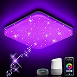 NIXIUKOL 24W LED Deckenleuchte Dimmbar RGB, Smart WiFi Deckenlampe mit APP-Steuerung, Kompatibel mit Alexa Google Home, Wohnzimmerlampe Schlafzimmerlampe Kinderzimmerlampe Sternenlicht 33cm
