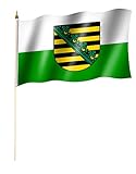 Stockflagge/Stockfahne SACHSEN Flagge/Fahne ca. 30 x 45 cm mit ca. 60cm Stab/Stock