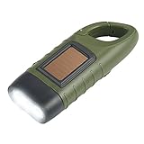 Simpeak LED Taschenlampe, Handkurbel Solar Karabiner Taschenlampe für Camping/Outdoor-Klettern/Wandern - Grün