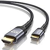 Mini HDMI to HDMI Cable 2M [4K @ 60Hz, 18Gbps] JSAUX Mini HDMI to HDMI Nylon Braided Cable Support 4K, 1080P, 2K @ 120Hz, 3D, HDR, ARC, Bi-Directional for Camera, Laptop, TV, Monitor, Projector Grey
