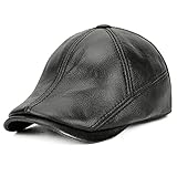 Donggu Herren-Schiebermütze aus Leder, verstellbar, Motiv: Entenschnabel, Ivy Irish Flat Hat, 56-60 cm, schwarz, Einheitsgröße