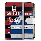DeinDesign Klapphülle kompatibel mit Samsung Galaxy S5 Mini Handyhülle aus Kunst Leder weiß Flip Case 1. FC Nürnberg FC Schalke 04 Offizielles Lizenzprodukt
