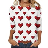 Ninedayx Halloweentop Damenblusen und Hemden, Damenbluse, Tunika, Tops für Leggings, Damen-T-Shirt, Damen-Tops und Blusen, lässig, 3/10-Ärmel, Sommer, Rundhalsausschnitt, modisches Hemd, A412 Pink, L