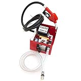 OUKANING Heizölpumpe Dieselpumpe,DP60L Heizölpumpe Elektrische Zählwerk Heizölpumpe,Automatik Zapf Pistole,Zählwerk Schlauch,Messing-Rückschlagventil,Tüllen,Diesel Tankstelle Selbstansaugend,3600 L/H