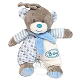 BEMIRO Kuscheltier Spieluhr Teddybär mit Schal blau - ca. 24 cm, Schlaf Teddybär, Schlaf Kuscheltier, Spieluhr Baby, Spieluhr Baby Junge
