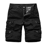 Herren Outdoor Multi-Pocket Loose Cotton Five Points Sports Workwear Beach Shorts Schnelltrocknend Badeshorts mit Mesh-Futter und Verstellbarem Tunnelzug Sporthose