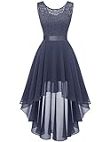 Berylove Abendkleider Elegant für Hochzeit Festliche Kleider Chiffon Vorne Kurz Hinten Lang Cocktailkleid BLP7035NC Grayish Purple XL