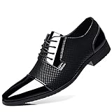 WOkismD Männer Schnürung-up Leder Schuhe Kleid Helle Business Mode Casual Schuh Verschleißfest Atmungsaktive Hochzeit Schuhe Anzüge Schuhe,Schwarz,43