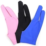 SENHAI Digitale Künstler-Handschuhe für Grafiktablet-Stift-Display, 3 Stück, Größe 2 Finger, Handschuhe zum Zeichnen, Malen, Saphirblau, Rosa, Schw