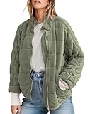 SAUKOLE Damen Winterjacke, Dolman, langärmelig, durchgehender Reißverschluss, warme Oberbekleidung, Grün , Larg
