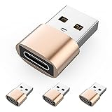 USB 2.0 Adapter USB C, HYC 4 STÜCK USB C auf USB Adapter Kommt mit Aufbewahrungsbox，für MacBook Pro 2015/2013, MacBook Air 2017/2015, Samsung Galaxy Note 20 S21 FE Plus, Powerbanks(Roségold)
