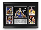 HWC Trading FR A3 Steph Curry Golden State Warriors Geschenke Gedruckt, Signiert Autogramm-Präsentation-Display Für Basketball-Erinnerungsstücke-Fans - A3 Eingerahmt