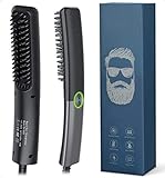 Bartglätter Kamm für Männer, Lidasen Elektrischer Haarglätter Bart Bürste Schnelle Sichere Einstellbare Temperatur bis zu 200°C, 2 in 1 Prämie Ionischer Bürste für Haar und Bart Glätteisen