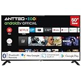Antteq AG50D1 Smart TV 50 Zoll Android Google Fernseher UHD 4k, Hey Google,Voice Control,DAZN,Google Play Store,Chromecast,Bluetooth-Sprachfernbedienung,Netflix,Prime Video,Disney+,Wi-Fi,Triple Tuner