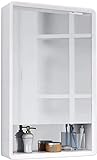Badezimmer-Spiegelschrank Wandmontierter Aufbewahrungsschrank Badezimmer-Spiegelschrank aus Eiche mit Regalen Waschbecken-Aufbewahrungsschrank (Color : White, Size : 50 * 80 * 14cm