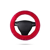 LIUDAINC Lenkradbezug für Auto, Pure Wool Softuniversal, rutschfest, elastisch, Winter, warm, Schutz für das Auto, Teak (Farbe: Light Red)