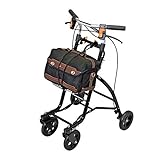 GAOXIAOMEI Leichtgewicht Klappbare Gehhilfe, Rollator mit Bremsen Sitz, für Senioren,Behinderte (schwarz)