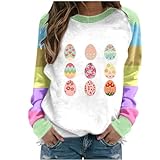 Damen Chic T Shirts UK Ombre Ostern Hase Rundhals Fitted Easter Day Langarm Shirts Raglan Osterei Sommer Tunika Tops, A03, mehrfarbig, XXL