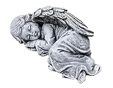 stoneandstyle Steinfigur träumendes Engelchen liegend, massiver Steinguss, Frost- und wetterfest bis -30°C