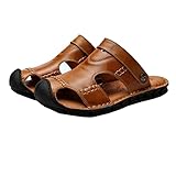 ZLXDP Sommer Männer Strand Echtes Leder Sandalen Outdoor Schuhe Wandern Komfortables Klettern Männlich Weich (Color : Blue,White, Size : 39)