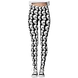 Damen Pumkin Skull Hallowstripes Leggings Print Sport High Stretch Yoga Pants, weiß, 34-37