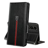 MAMA MOUTH Hülle für Sony Xperia 1 VI, Magnet Leder Kartenfach Handyhülle, Klappbar Wallet Tasche Xperia 1 VI Schutzhülle, Flip TPU Bumper Silikon Cover, Stoßfeste Case für Sony Xperia 1 VI Schw