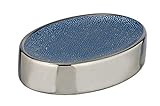 WENKO Seifenablage Nuria Silber/Blau Keramik - Seifenschale zur Aufbewahrung von Handseife, Keramik, 12 x 28 x 63 cm, Blau