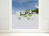 GRAZDesign Sichtschutzfolie Schmetterlinge/Blumen, blickdichte Glasdekorfolie, Matte Fensterfolie als Sichtschutz / 80x57cm