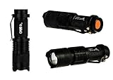 KOBERT GOODS - Mini-LED-Taschenlampe (Cree Q5) - High-Power-Handlampe mit 7 Watt-Leistung bis zu 700 Lumen - aus rutschfestem, wasserdichtem Aluminiumgehäuse, mit Zoomfunktion und 3 Leuchtstufen/Modi
