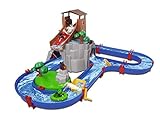 BIG Spielwarenfabrik 8700001647 AquaPlay - AdventureLand - Wasserbahn mit Berg, Turm und Stausee, Spieleset inkl. 2 Tierfiguren, Motorboot und Speedboot, für Kinder ab 3 Jahren