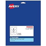 Avery 36539 Etiketten, rund, glänzend, 7,6 cm Durchmesser, 30 transparente Etiketten