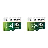 Samsung EVO Select 64 GB + 128 GB microSD 100MB/s, Geschwindigkeit, Full HD & 4K UHD Speicherkarte inkl. SD-Adapter für Smartphone, Tablet, Action-Kamera, Drohne und Notebook