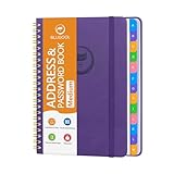 Adressbuch mit alphabetischen Registerkarten - Adress- und Passwortbuch für Senioren - Hardcover Spiralbindung Telefonbuch - Kontakte aufnehmen, Website-Login-Passwörter, besondere Tage - 14,5 x 19,6
