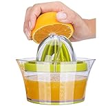iheyfill Zitronenpresse 4 in 1 Orangenpresse Zitruspresse mit Behälter 400ml, Manuelle Saftpresse Limettenpresse Fruchtpresse,Saftpresse Limette Zitrusfrucht Handpresse