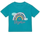 Baby Tshirt in Türkis 0-36 Monate mit Druck T-Shirt mit Spruch mit Regenbogen personalisierbar mit Namen T-Shirt für Kleinkind 0, 1, 2, 3 J