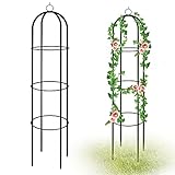 YAOBLUESEA Rankhilfe Obelisk aus Beschichtetes Metall, Rosen Obelisk Rankobelisk Rosenobelisk Rankturm Rankgitter für Kletterpflanzen Blumen Garten, Grün 190x40